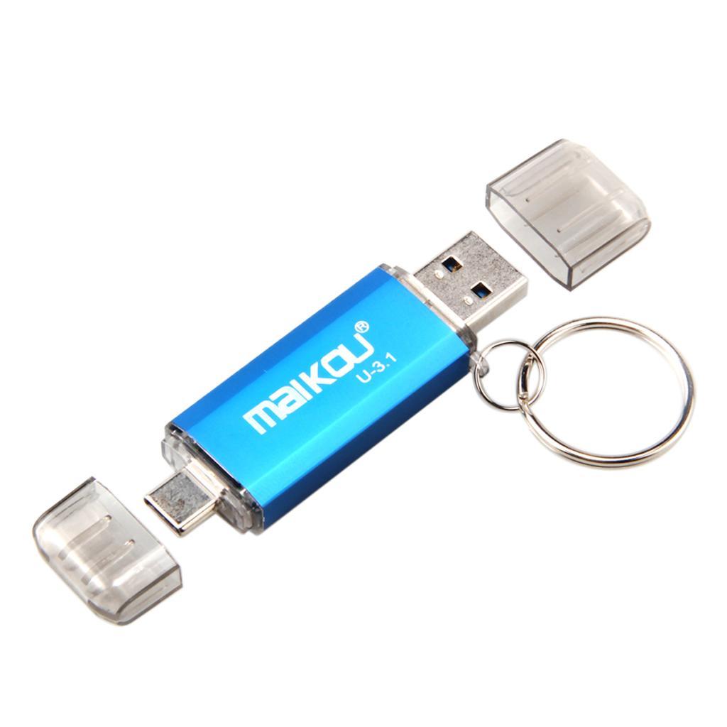 2 in 1 USB 3.0+ Type C OTG Flash Drive Memory Stick Blue