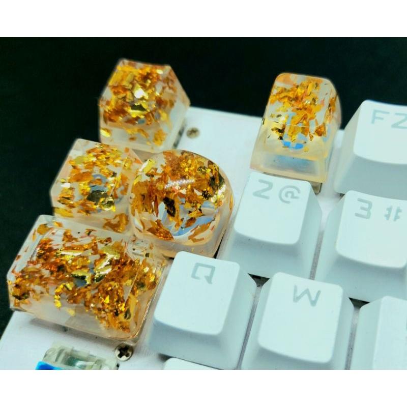 Keycap resin lá vàng trang trí bàn phím cơ gaming