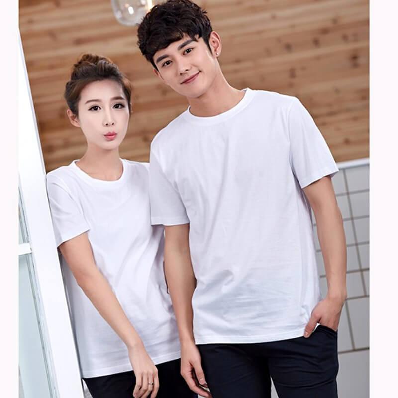 Áo phông cổ tròn cotton co dãn 4 chiều trắng