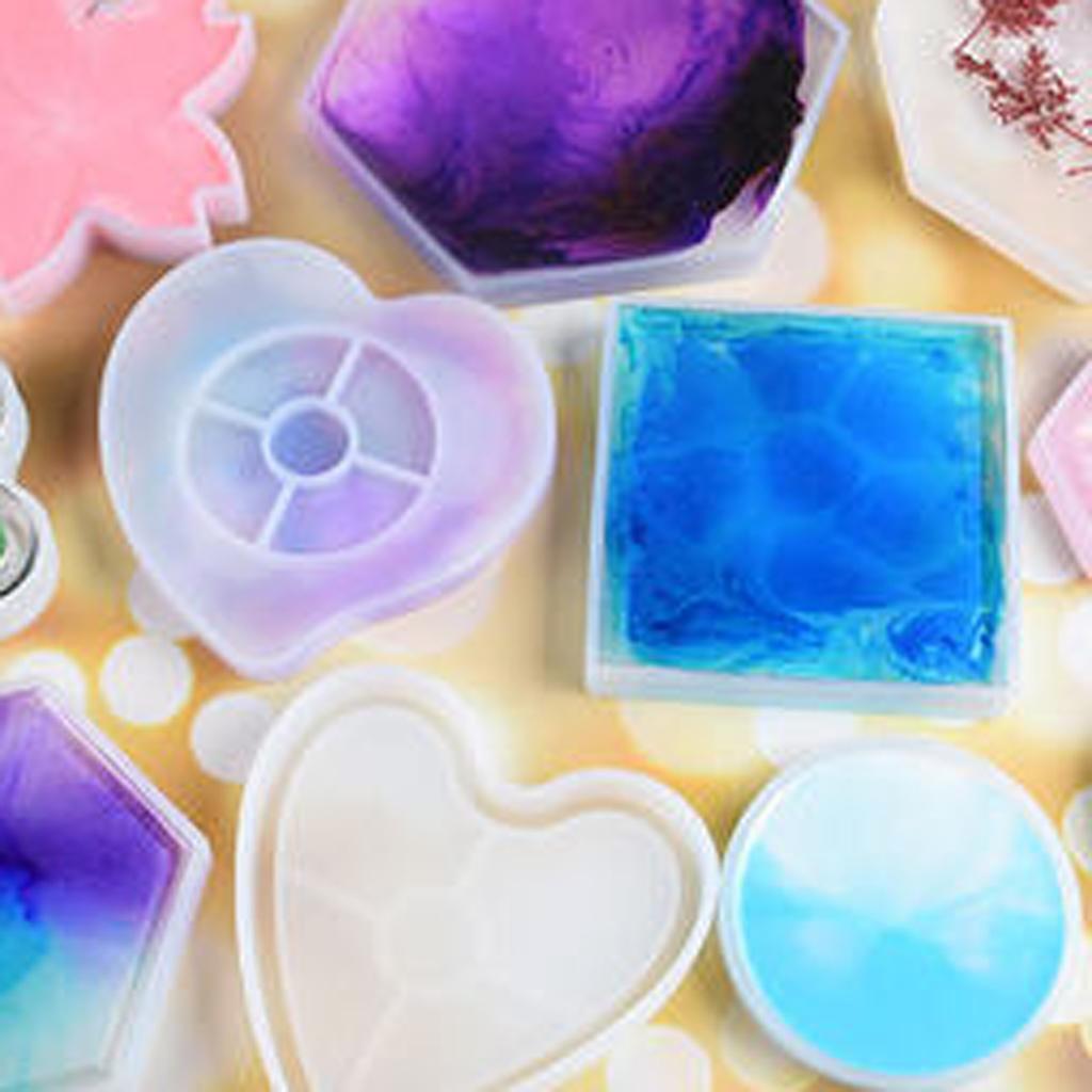 9 Pcs Square Round Shape Resin Silicone Mold Baking Mold Cake Topping Cake Mold Biscuit Mold