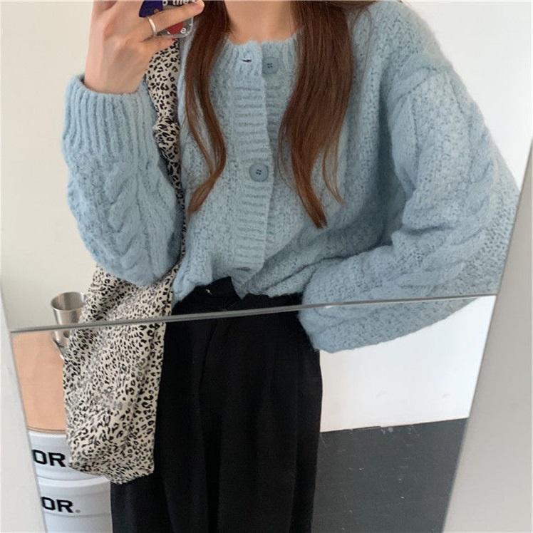 Hàng Sẵn_ Áo khoác len dardigan dáng rộng phong cách Hàn