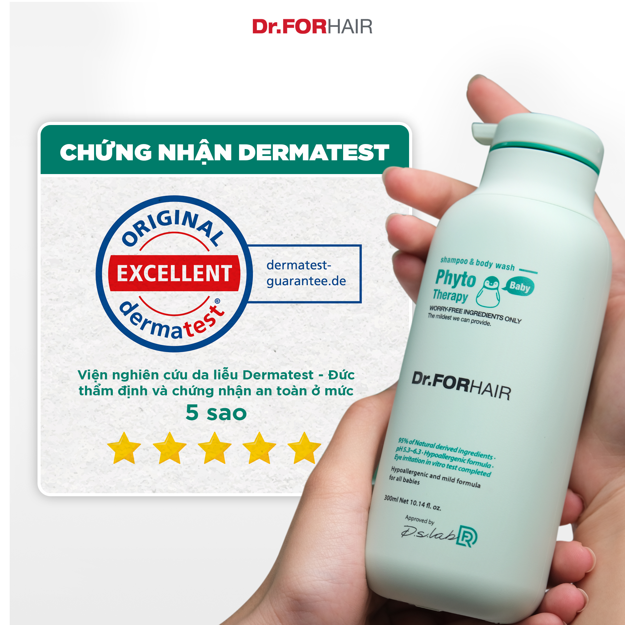 Sữa tắm gội cho bé 2 trong 1 chiết xuất thực vật Dr.FORHAIR Phyto Therapy Baby Shampoo and Body Wash 300ml