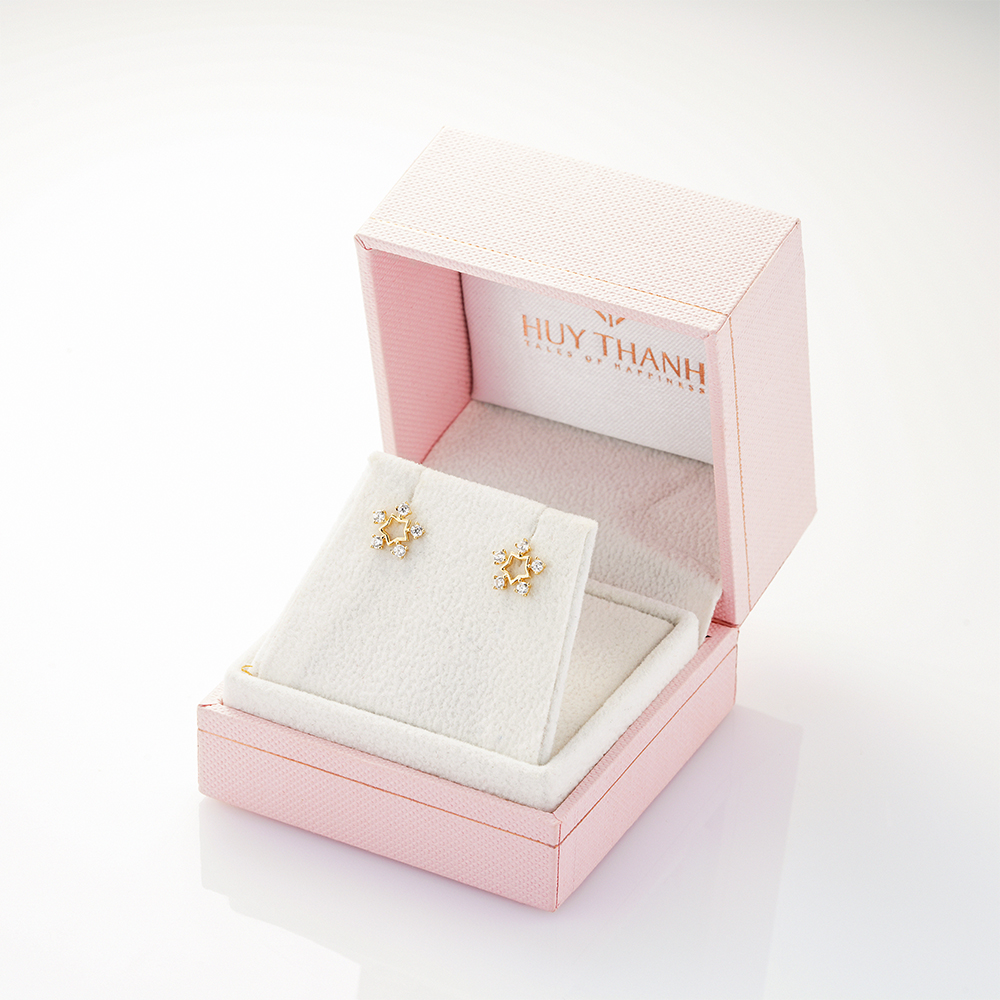 Bông Tai Nữ Vàng 14K BTAM86 Huy Thanh Jewelry