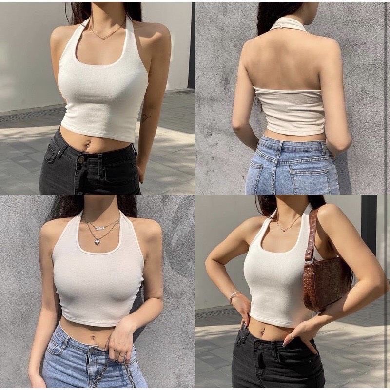 Áo Croptop Cổ Yếm Tròng Đầu Siêu cá tính
