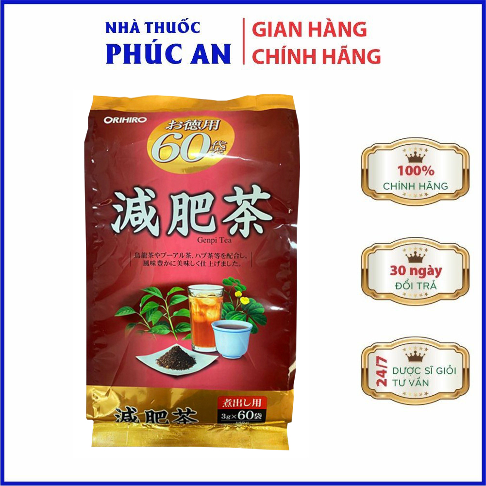 Trà Genpi giúp giảm cân, tan mỡ bụng Orihiro Nhật Bản - túi 60 gói