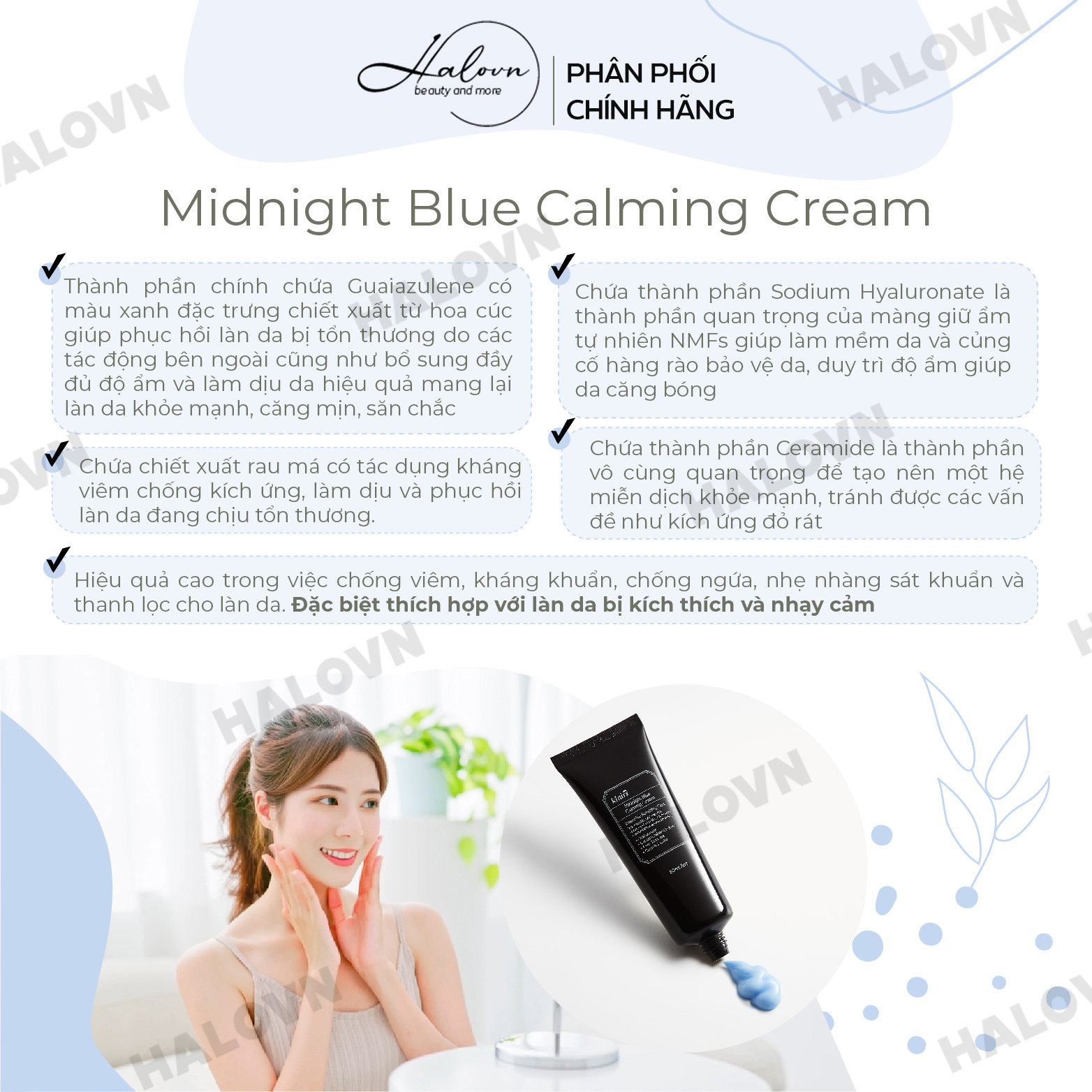 Kem Dưỡng Ẩm Làm Dịu Da Dear, Klairs Midnight Blue Calming Cream 30ml/60ml