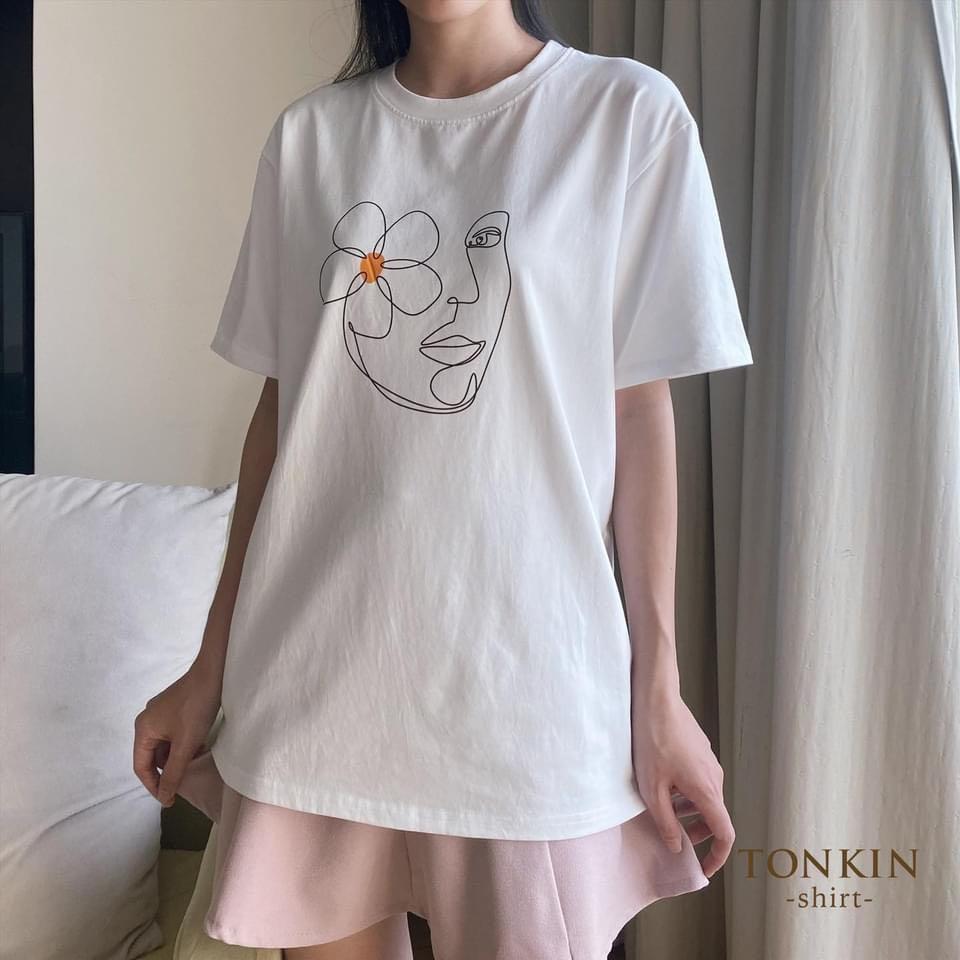 ÁO THUN UNISEX NAM NỮ hoa văn cô gái hoa