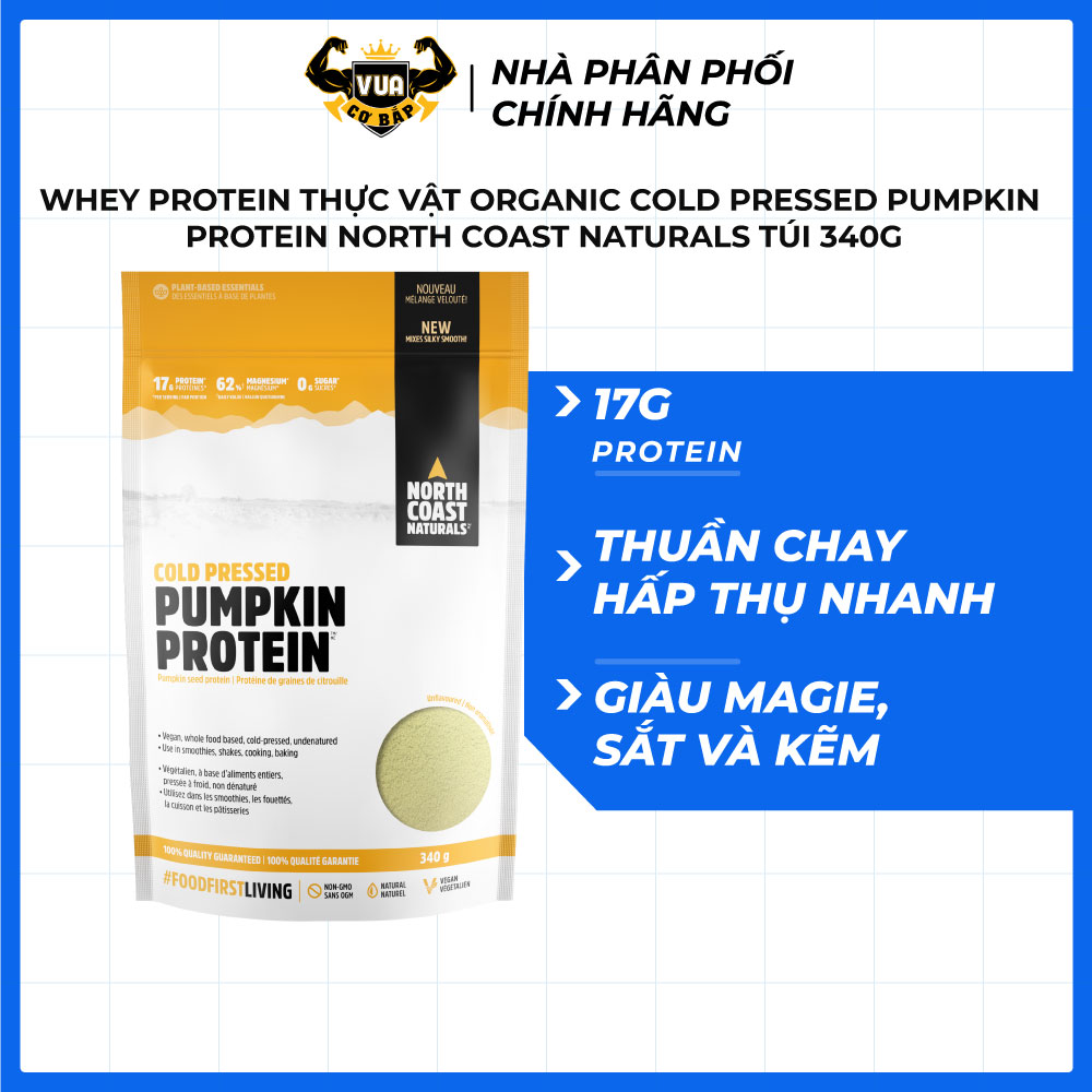 Whey Protein Thực Vật Organic Cold Pressed Pumpkin Protein North Coast Naturals Túi 340g