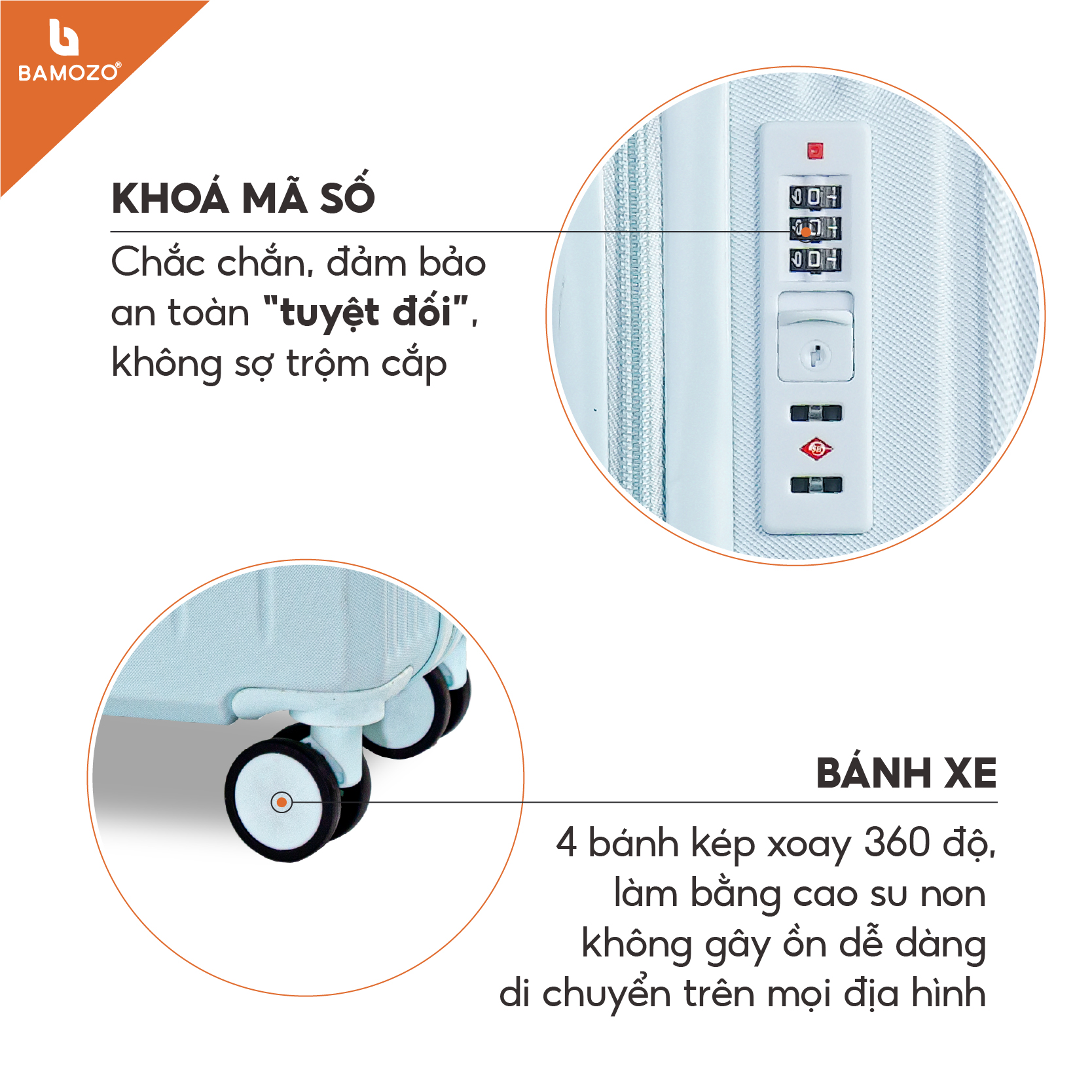 Vali du lịch thời trang Bamozo 8812 size 20/24 , vali nhựa kéo được bảo hành 5 năm.