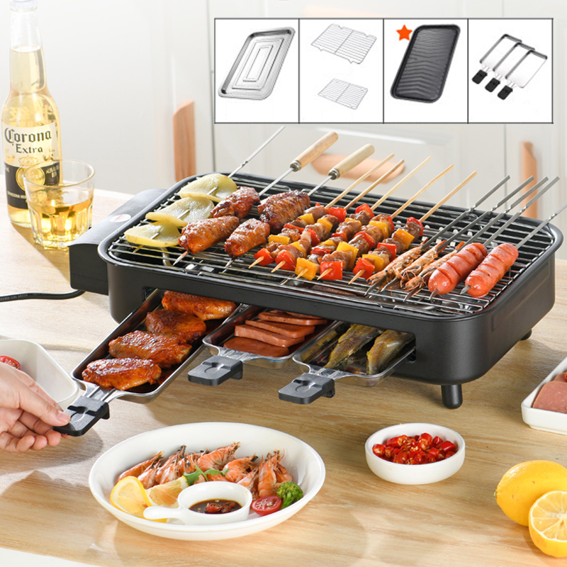 Bếp Nướng Điện Không Khói 2 Tầng LTS2194 Grill BBQ Bếp Nướng Hấp Nhỏ Gọn - Hàng Chính Hãng