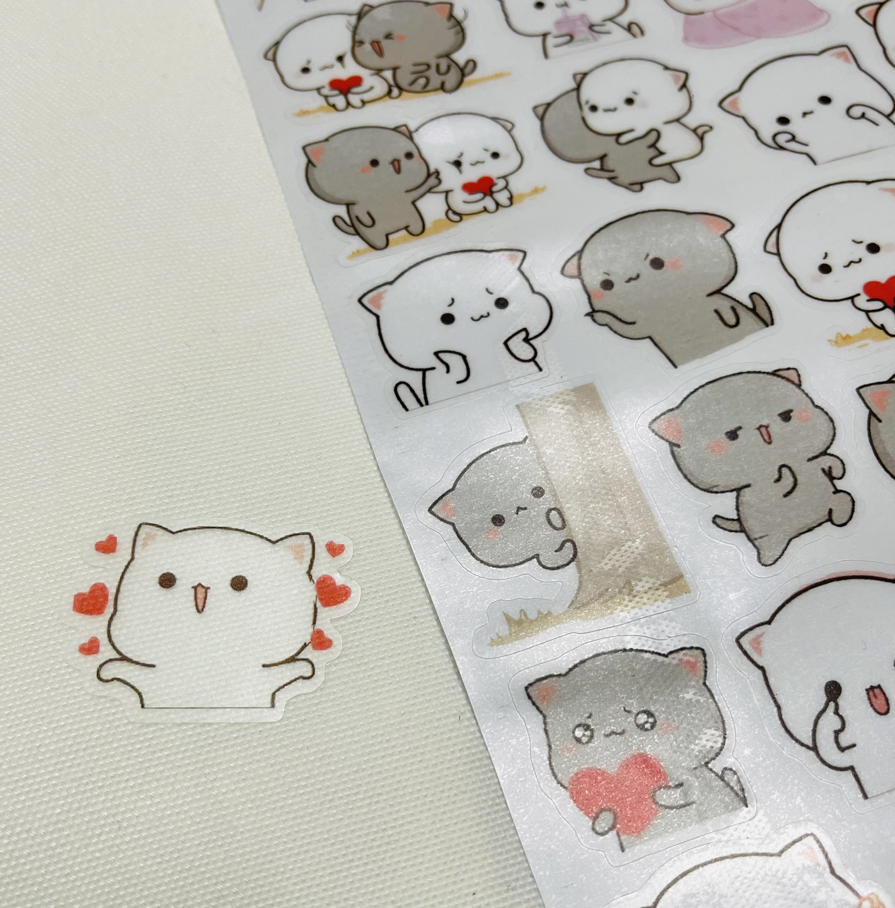 Sticker mèo Mochi trong suốt 30-60 hình khác nhau/ hình dán Mochi mèo cute trong suốt