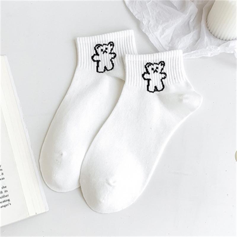 Tất Vớ Cổ Ngắn Nam Nữ Tone Trắng Họa Tiết Gà Xinh Vải Cotton