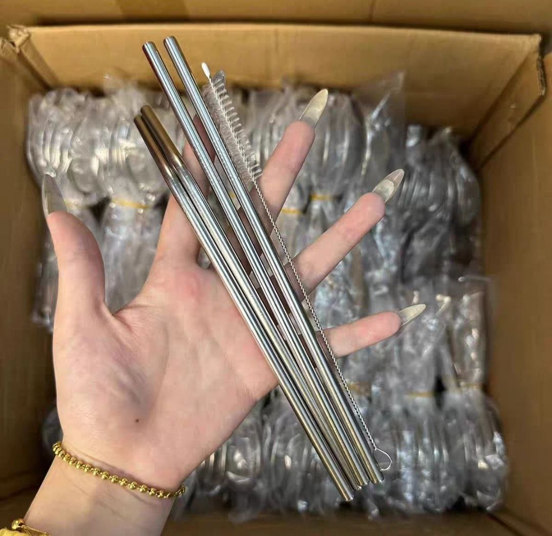 Bộ 4 Ống Hút Inox (Ống Hút inox sus 304) -Tặng cọ VS