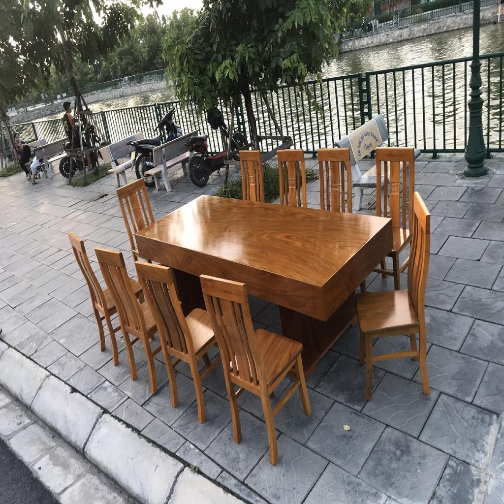 Bộ Bàn Ăn 10 Ghế Thọ Cân Gỗ Cẩm Vàng