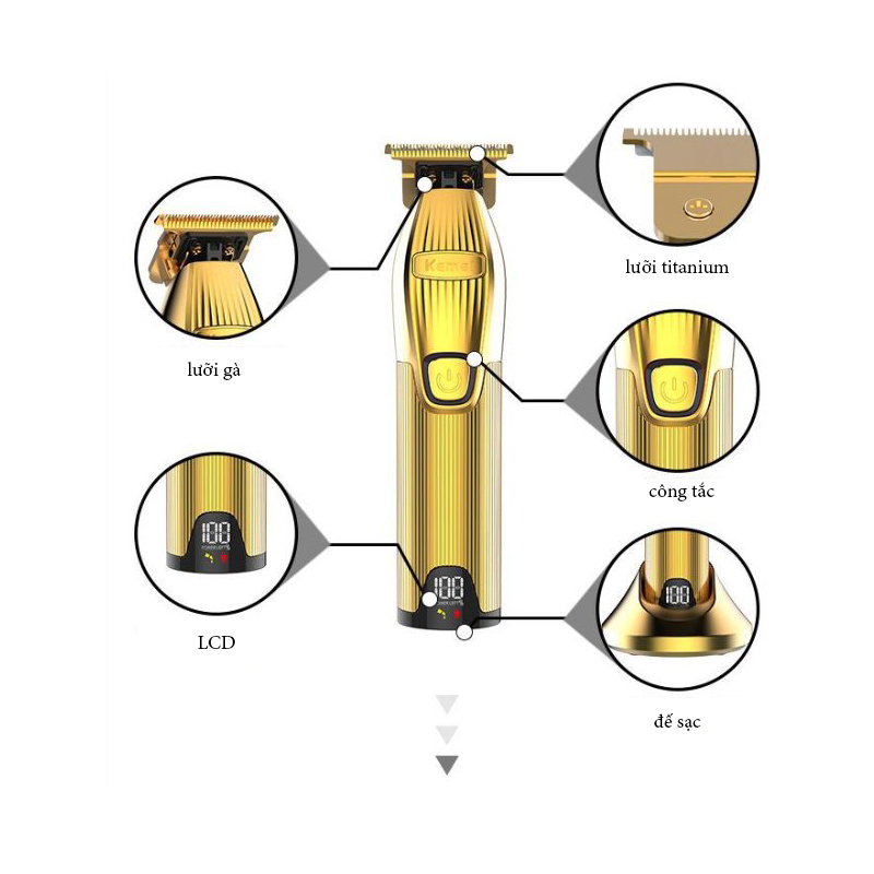 Tông đơ bấm viền Kemei i32s vàng chuyên nghiệp