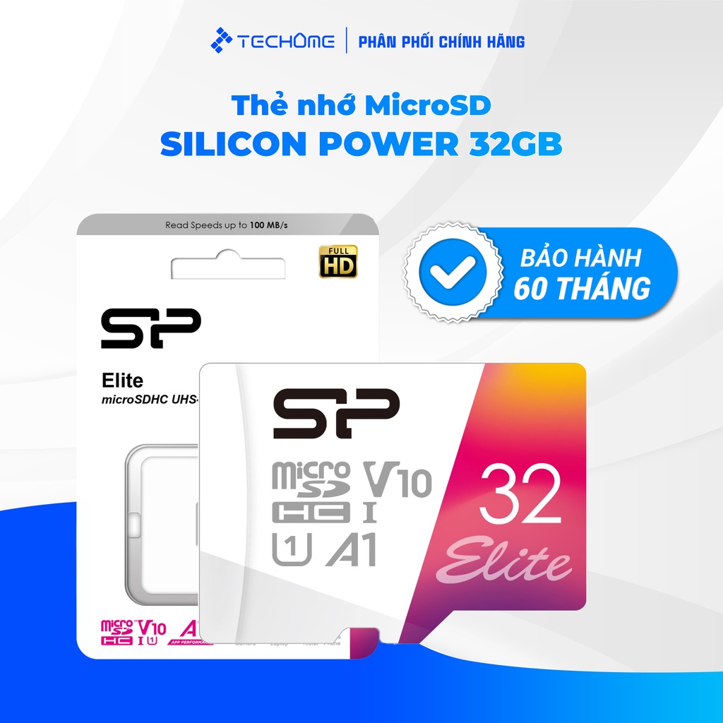 Thẻ nhớ Micro SD 32GB Silicon Power tốc độ cao 100MB/s Class 10 UHS-I U1 | Hàng chính hãng