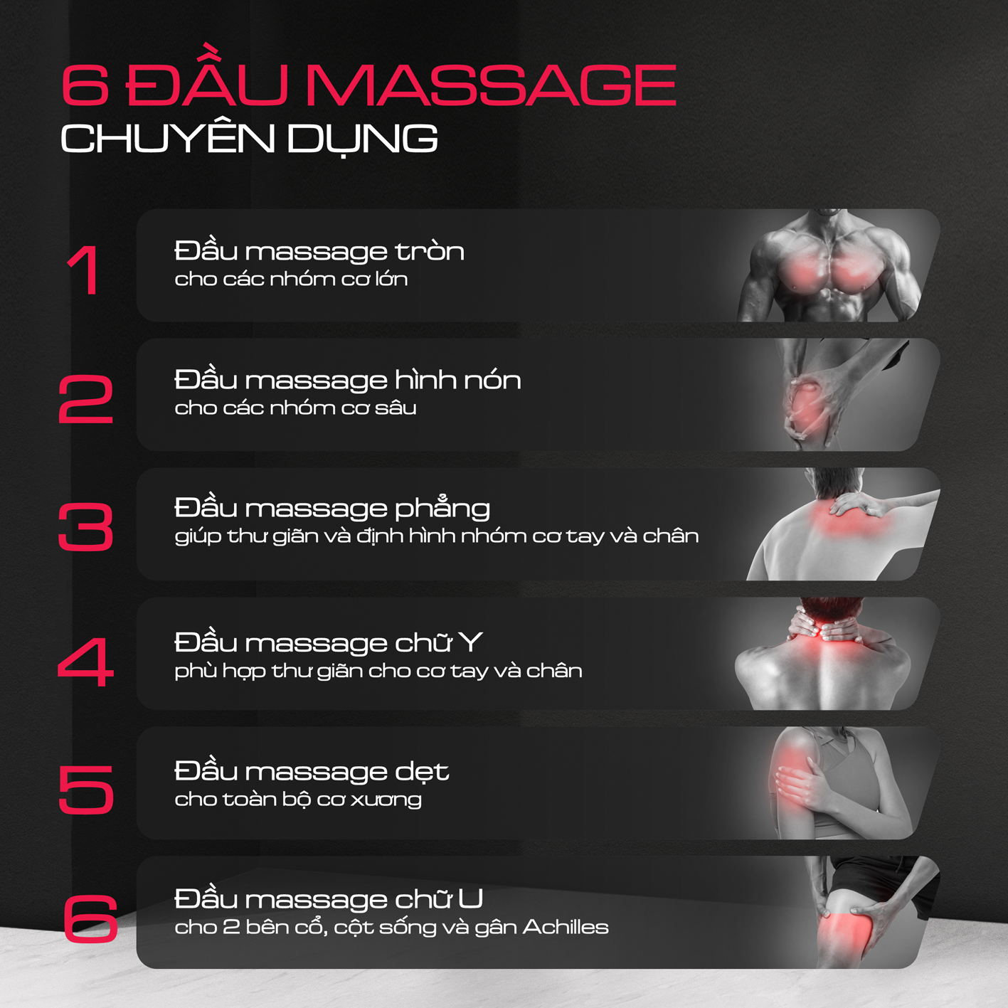 Máy massage cầm tay Crenot Therap M5 sung matxa thư giãn giảm dau nhức toàn thân với 6 đầu mát xa cao cấp và 20 cấp độ