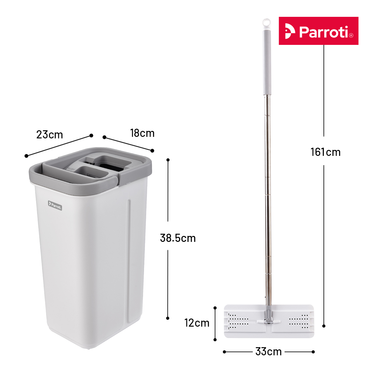 Bộ cây lau nhà tự vắt thông minh, chổi lau nhà 360 độ, lau sạch khô nhanh - Parroti Pro PR01