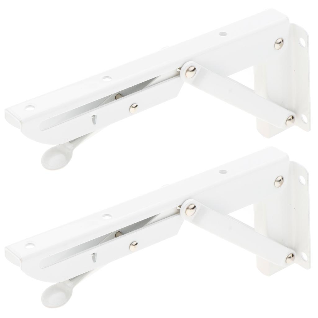 2Pcs Folding Movable White Shelf Bracket K Type Triangle Spring Steel Bracket Decorative Metal Shelf Brackets