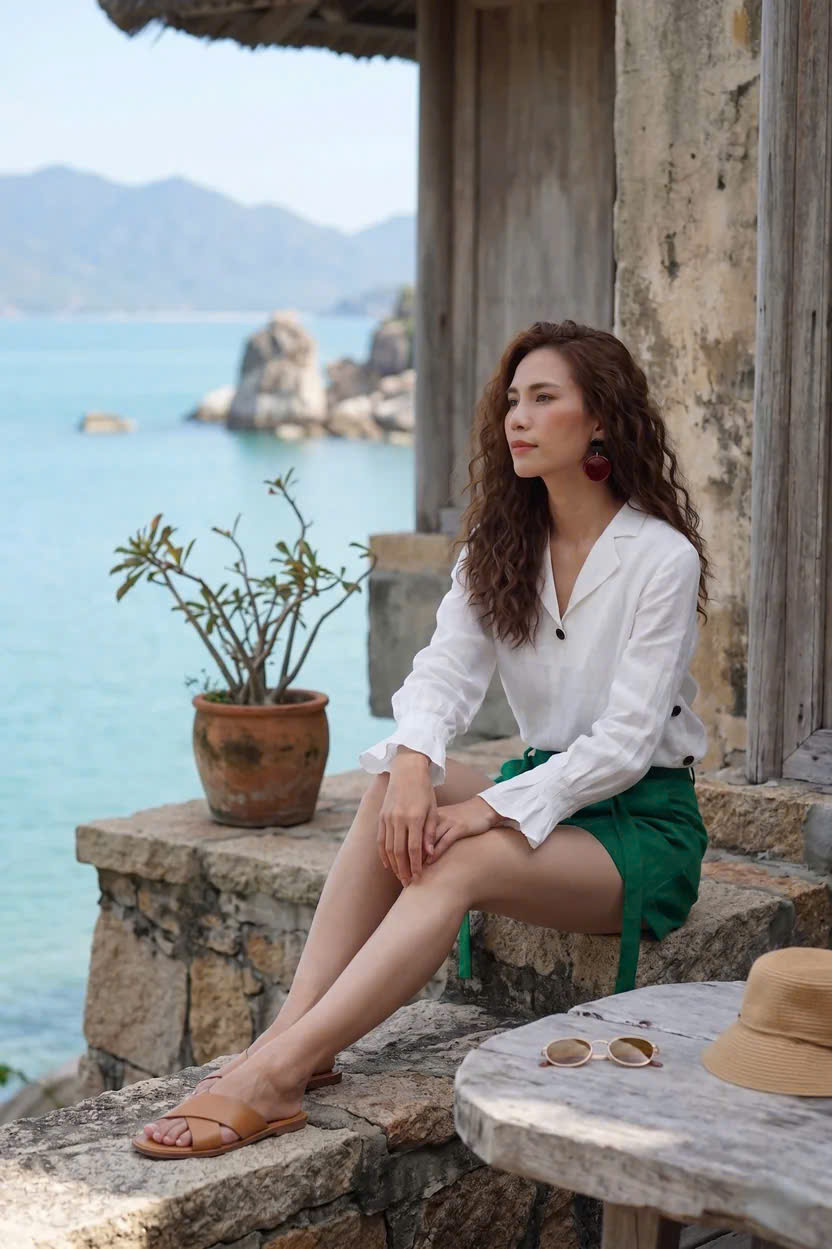Quần Short Nữ Linen Xanh Lá Pan011 Thời trang Hity
