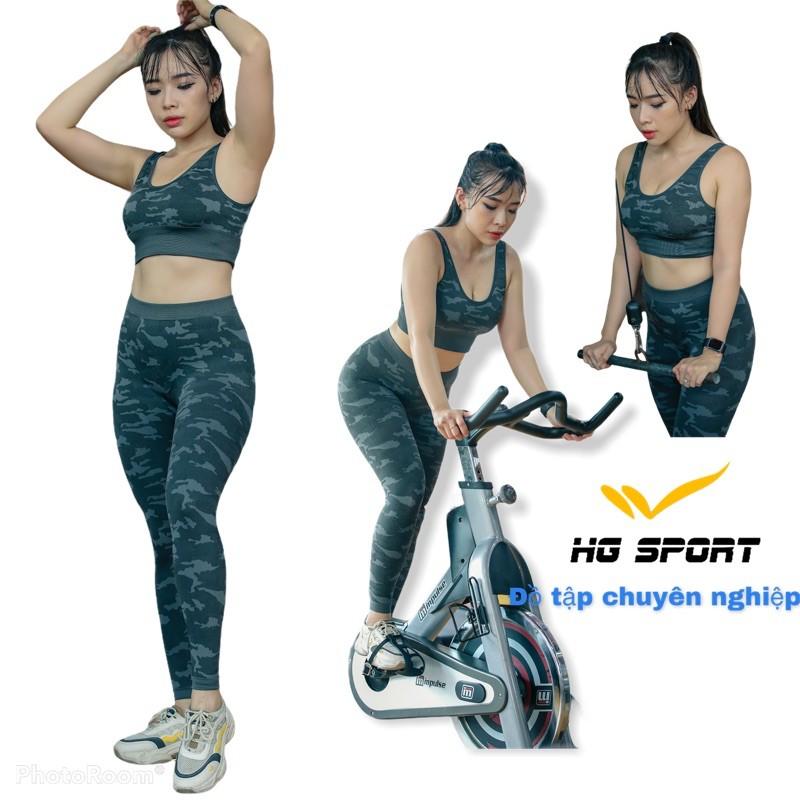 Bộ Tập Gym, Yoga, Zumba nữ, Set Đồ Tập Gym Quần Dài Áo Bra Có Sẵn Mút Dệt Kim SD012