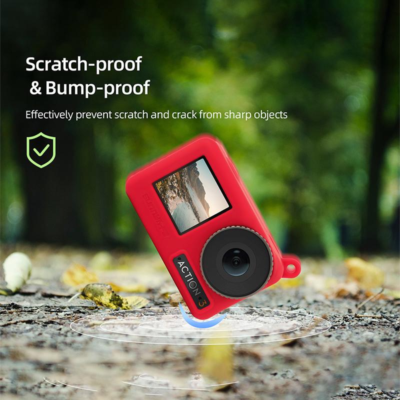 Vỏ Silicon Bảo Vệ Cho DJI Action 3 Chống Trầy Xước Vỏ Máy Ảnh Bảo Vệ Dây Buộc Phụ Kiện Cho DJI OSMO ACTION 3