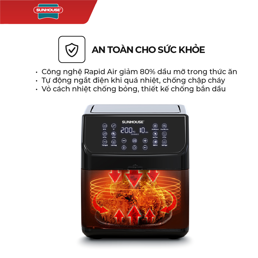 Nồi chiên không dầu đa chức năng 12 trong 1 Sunhouse SHD4087 (6.0 Lít) - Hàng chính hãng