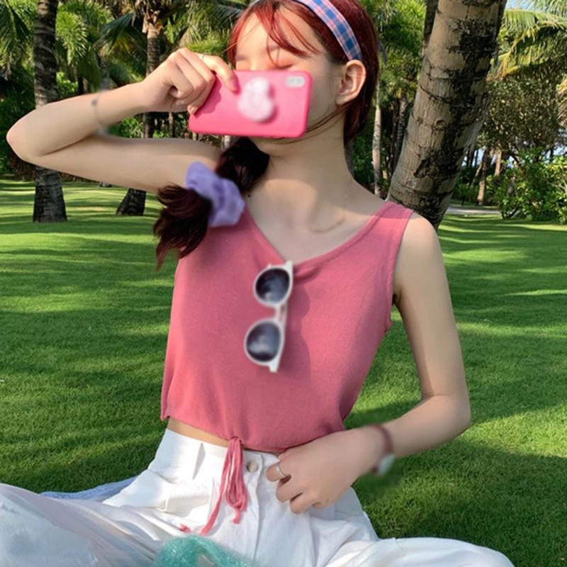 Áo Tank Top Thiết Kế Dây Rút Xinh Xắn Cho Nữ