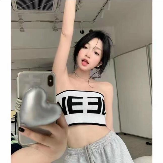 Áo ống có mút croptop - AO Bra Quây Không Dây in chữ Đi Biển ,Chơi Tập Nhảy Gym Yoga