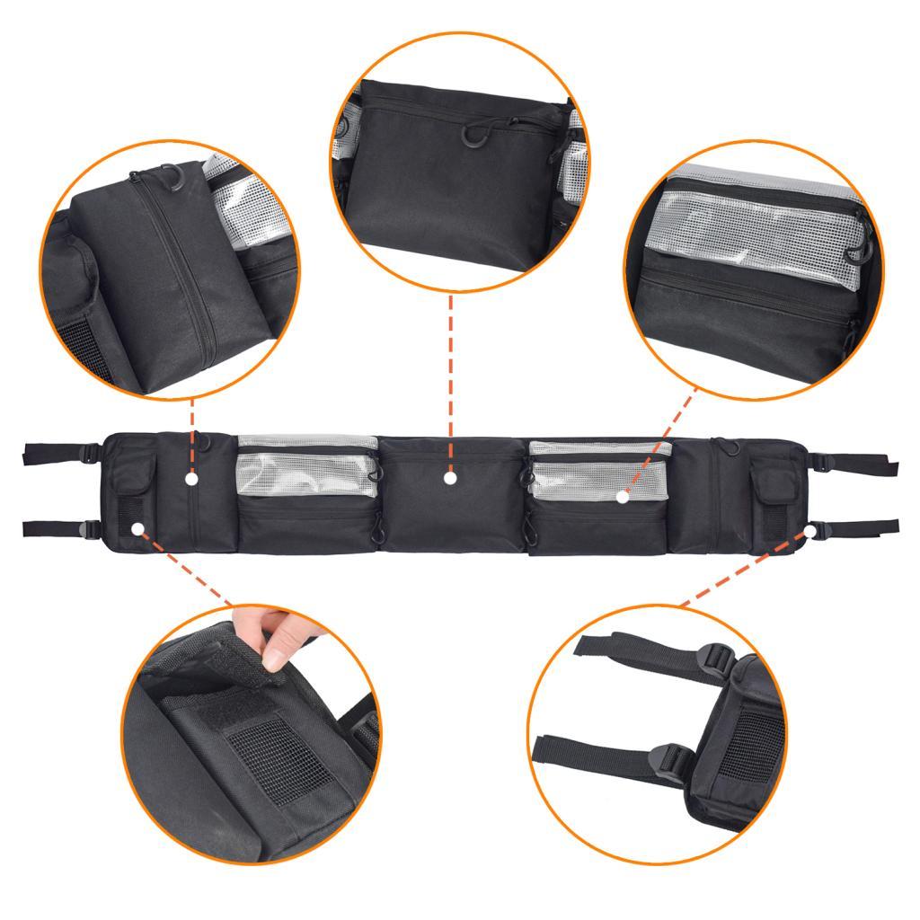 ATV Accessories Black UTV Large Roll Cage Organizer Storage Cargo Bag Easy Install