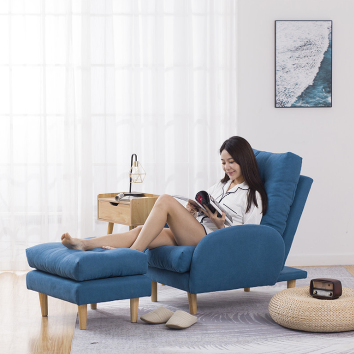 Ghế sofa lưng cao kèm đôn hiện đại , Sofa thư giãn phòng khách, phòng ngủ , phòng chờ, Bộ ghế Sofa decor cao cấp