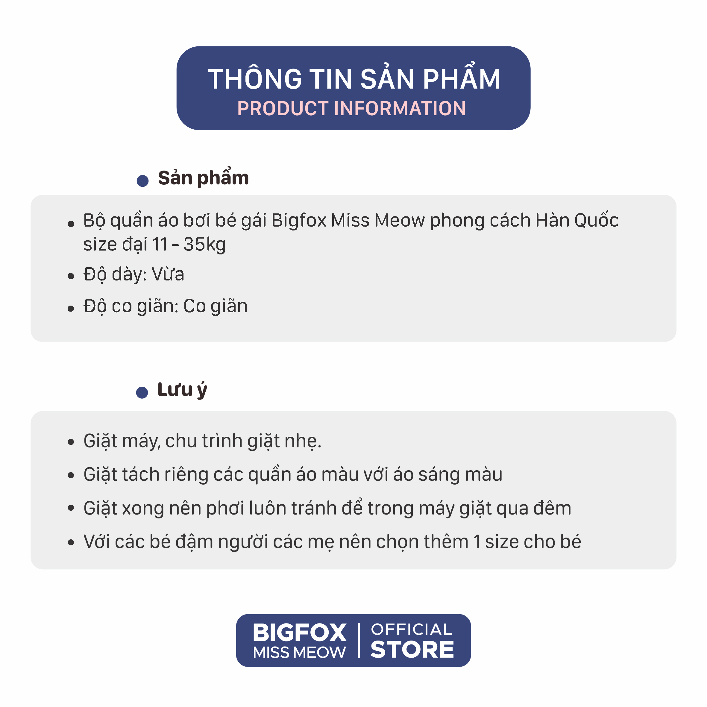 Bộ đồ bơi cho bé gái Bigfox Miss Meow áo rời, quần rời phong cách Hàn Quốc size đại trẻ em 11-35kg