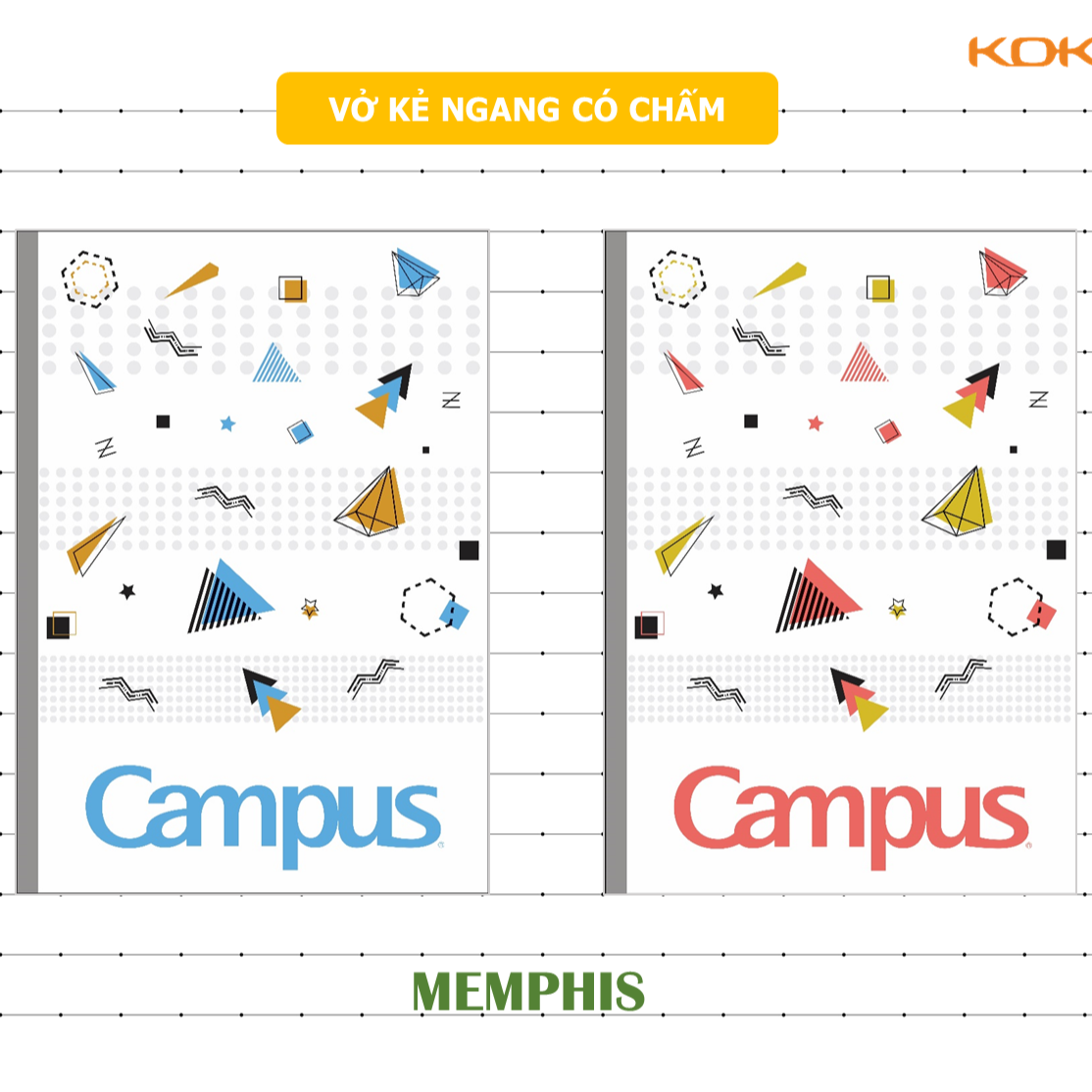 combo 5 vở kẻ ngang có chấm 200tr B5  Campus Menship