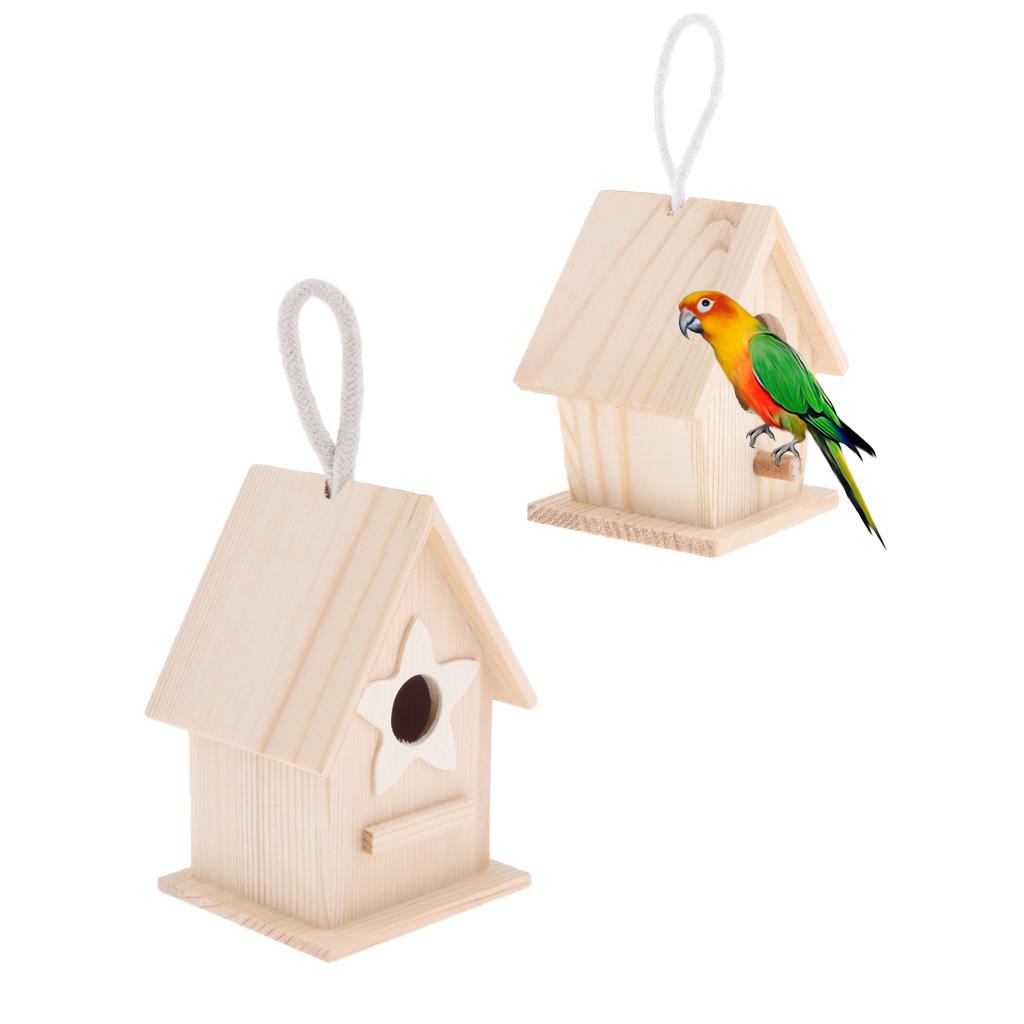 Bird Nest Natural Wood House DIY Parrot Parakeet Hanging Hamster Cage Toy