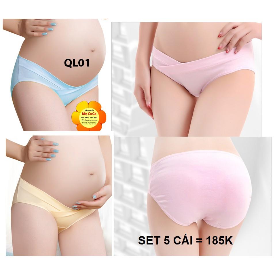 Quần chip bầu dưới bụng cotton 100% siêu mát QL01
