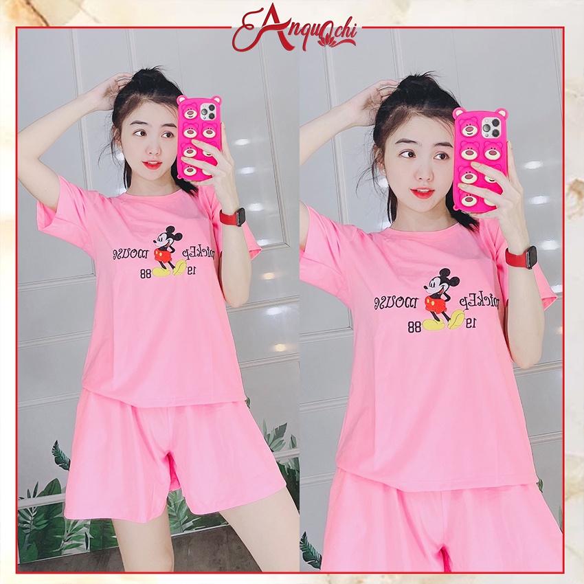 Đồ Bộ Nữ Mặc Nhà Anquachi Ống Rộng Đẹp Thun Cotton Nữ Mặc Ngủ Ở Nhà Dễ Thương Quần Đùi Cute A054