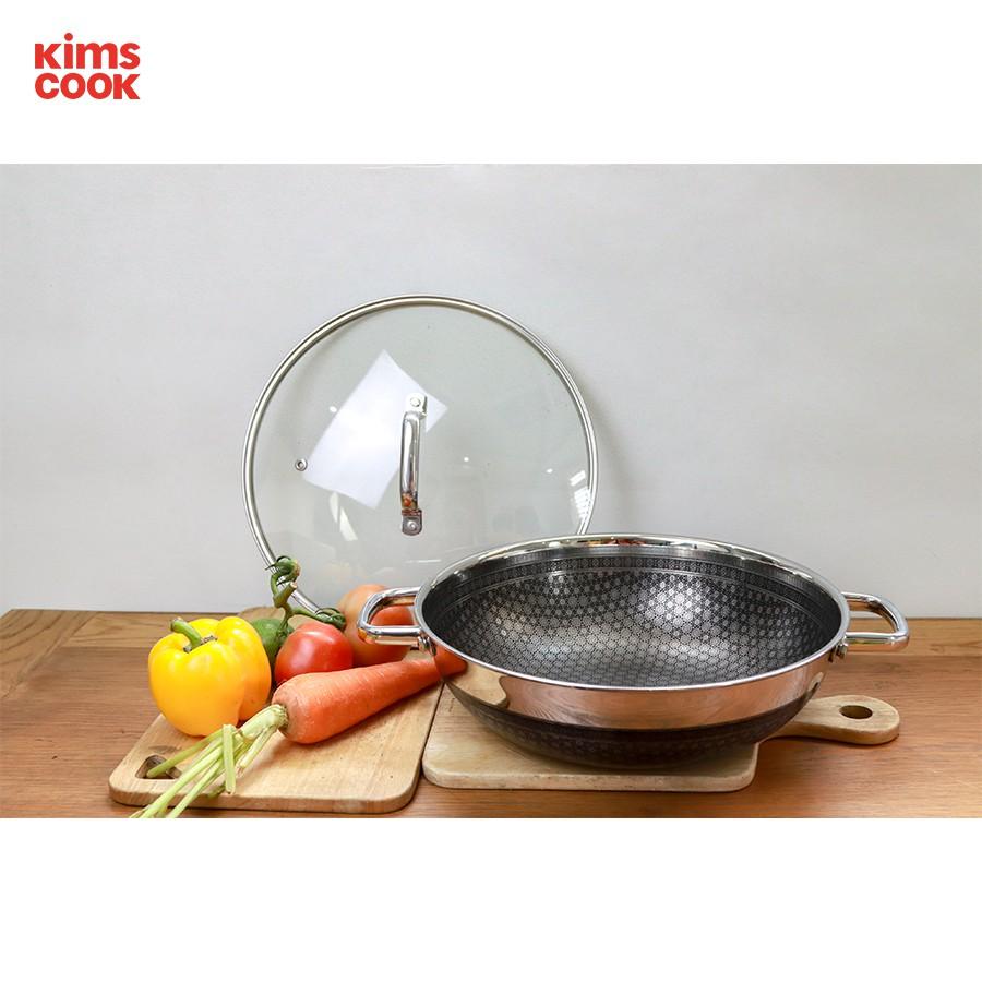 Chảo chống dính 2 mặt sâu lòng inox 304 BLACKCUBE KimsCook dòng noonsong 3 lớp đúc liền đáy liền cào không xước,siêu bền