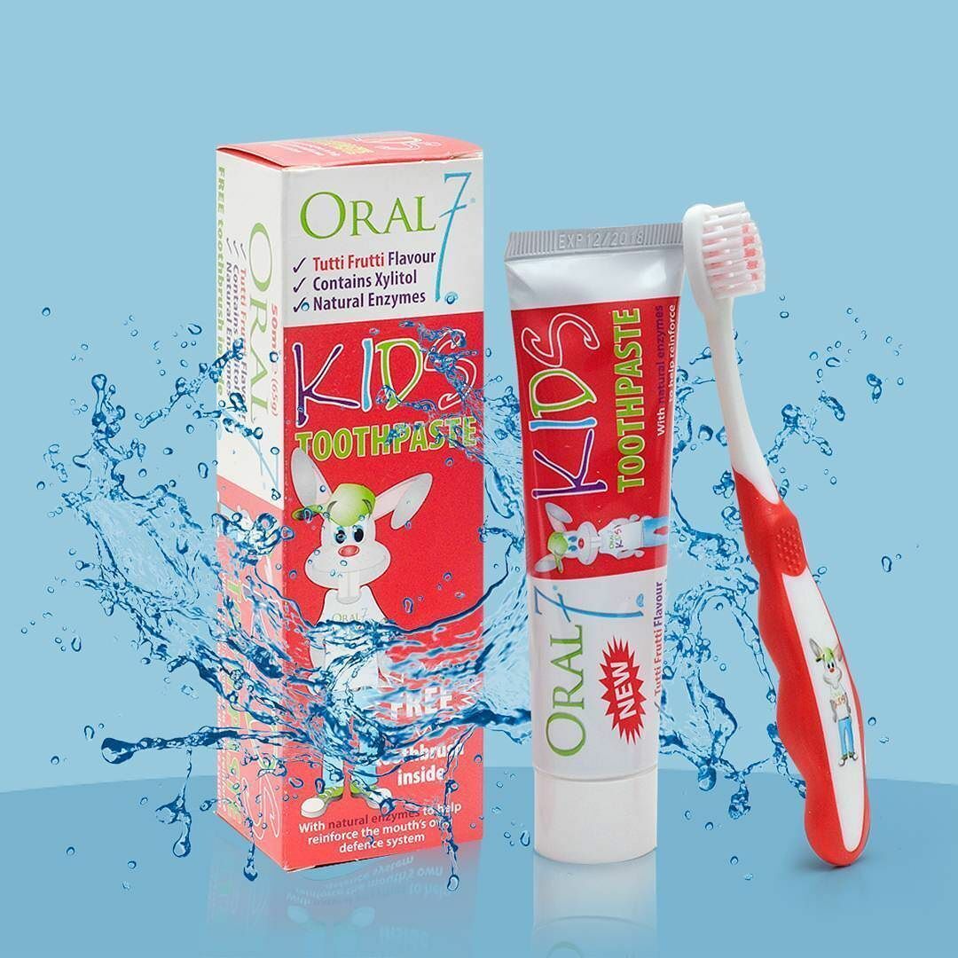 Kem đánh răng trẻ em Oral7 nuốt được, vị trái cây 50ml (cho bé từ 3-12 tuổi)