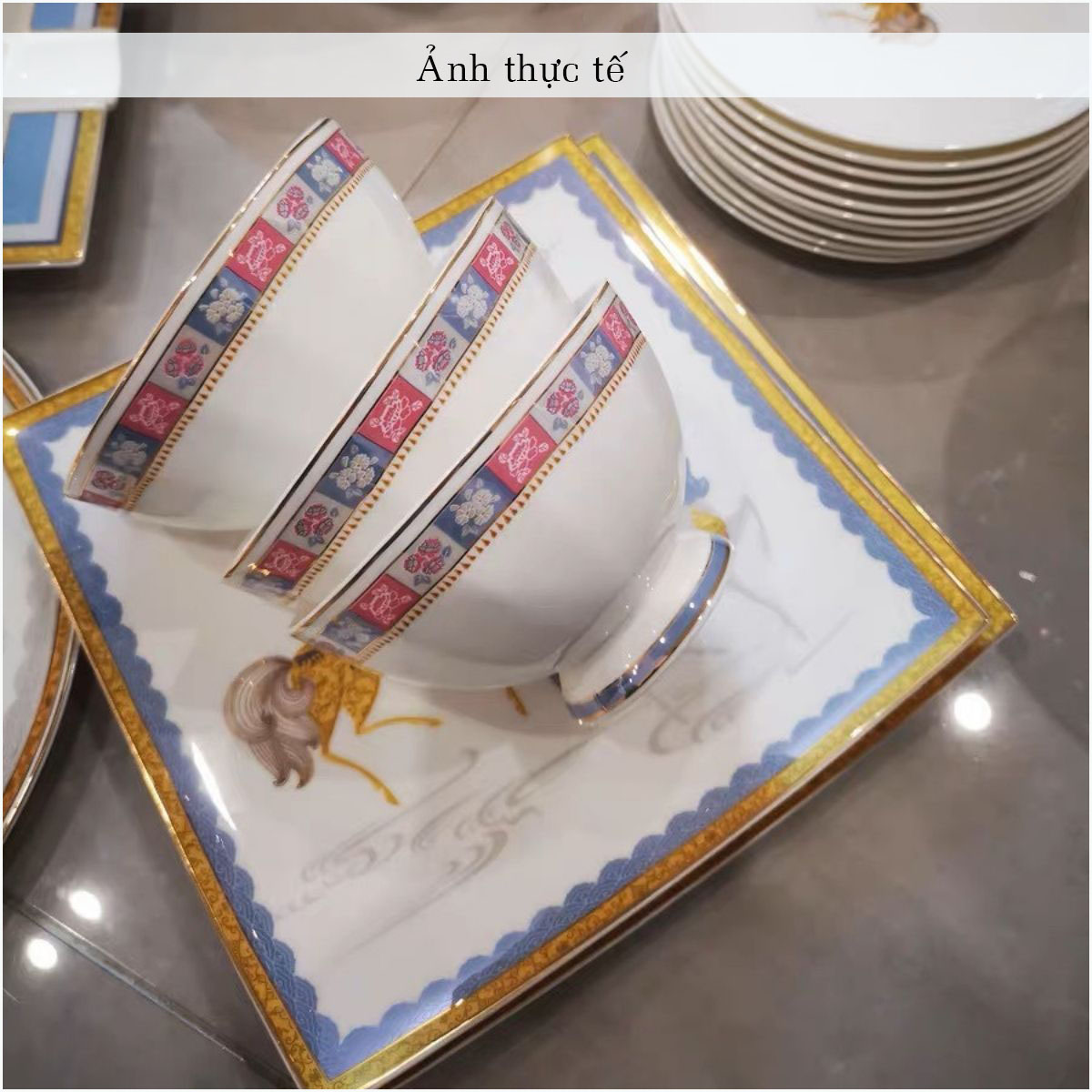 Bộ bát ăn cơm SỨ XƯƠNG Giang Tây cao cấp 60 chi tiết - Bộ chén ăn cơm sang trọng, tinh tế - Bát đĩa mỏng nhẹ nhưng cứng trong và cách nhiệt tốt. Mã GS21