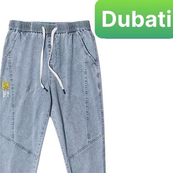 QUẦN BAGGY JEAN NAM LƯNG THUN DÁNG SUÔNG ỐNG TÚM, QUẦN JEAN NAM UNISEX- DB 57- DUBATI FASHION