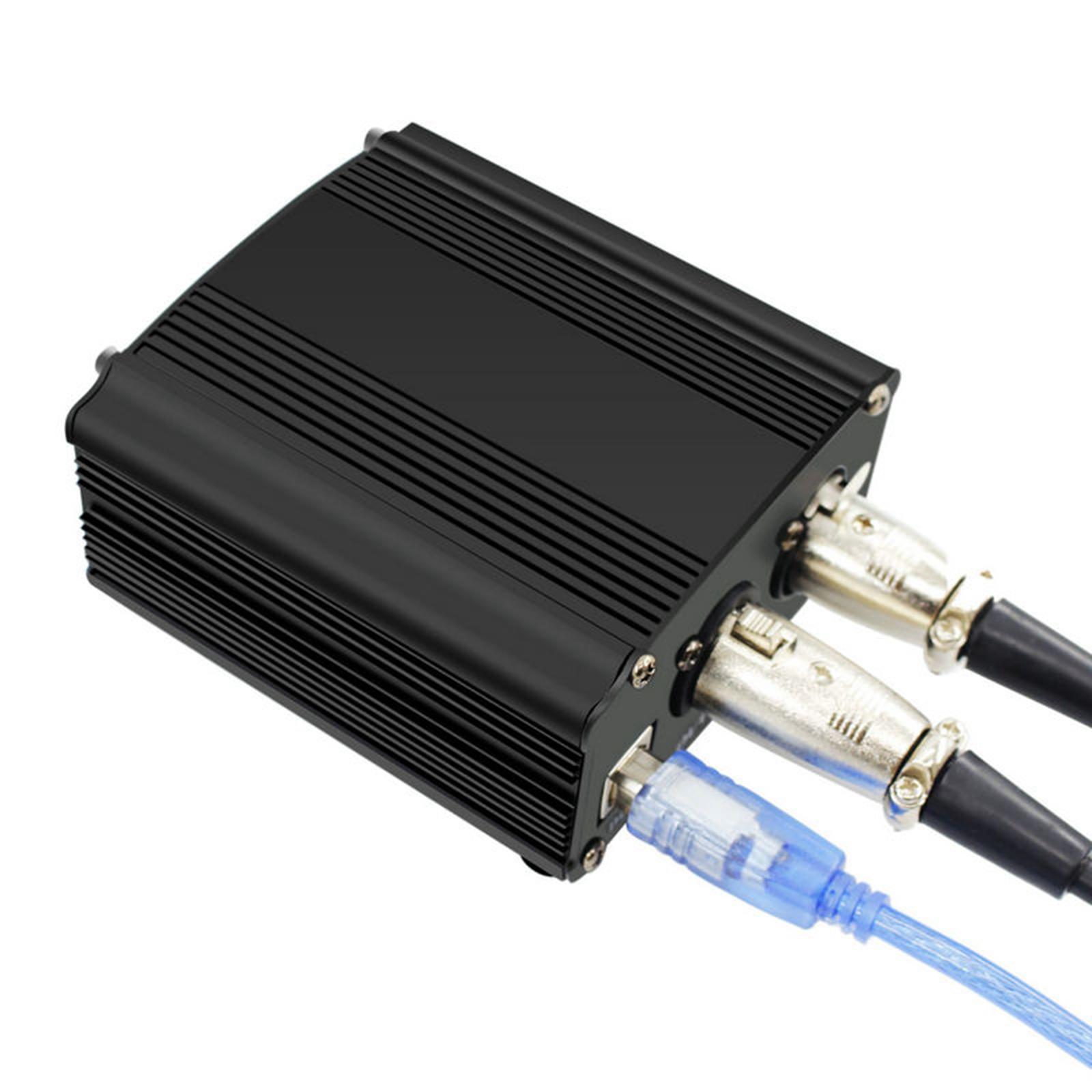 48V  Power Supply with XLR 3 Pin Microphone Cable for Mic Black