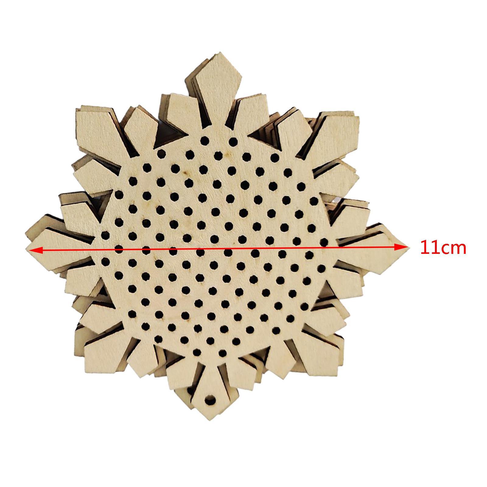 12Pcs Cross Stitch Pendant Blank Wood Shapes for Handmade Embroidery Style 1