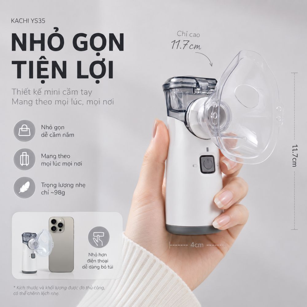 Máy Xông Khí Dung Cầm Tay Kachi YS35: Giải Pháp Hô Hấp Linh Hoạt Mọi Lúc, Mọi Nơi - hàng chính hãng