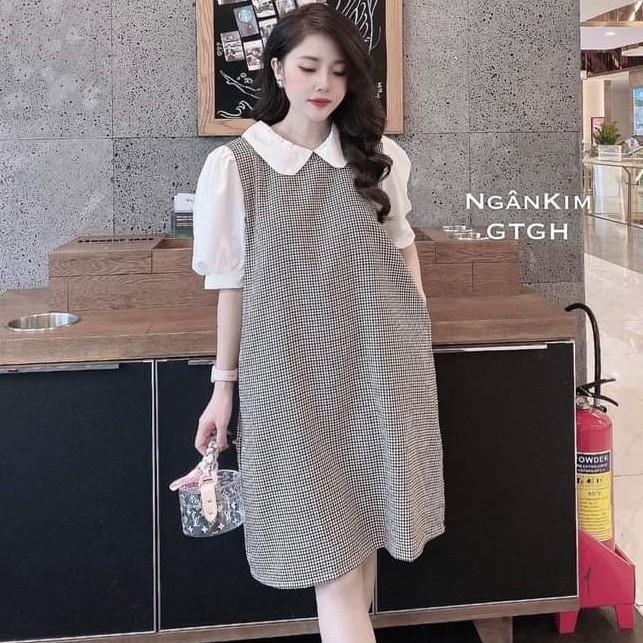 Váy bầu dài taychất cotton siêu mền, siêu mịnkhông xù, không bai mặc đi làm đi chơi đều đượcFree size 40~&lt;70kg