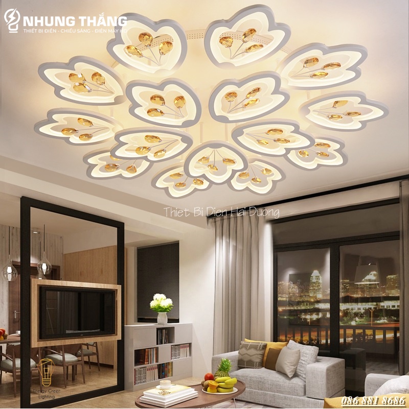 Đèn LED Ốp Trần Hình Hoa 15 Cánh NT024 - 3 Chế Độ Ánh Sáng - Tăng Giảm Ánh Sáng - Điều Khiển Từ Xa - Kết Nối Điện Thoại - Có Video
