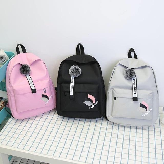 Balo thời trang, balo đi học, đựng laptop Balo Thời Trang 3 Chiễ Lá Cute balo nữ vải