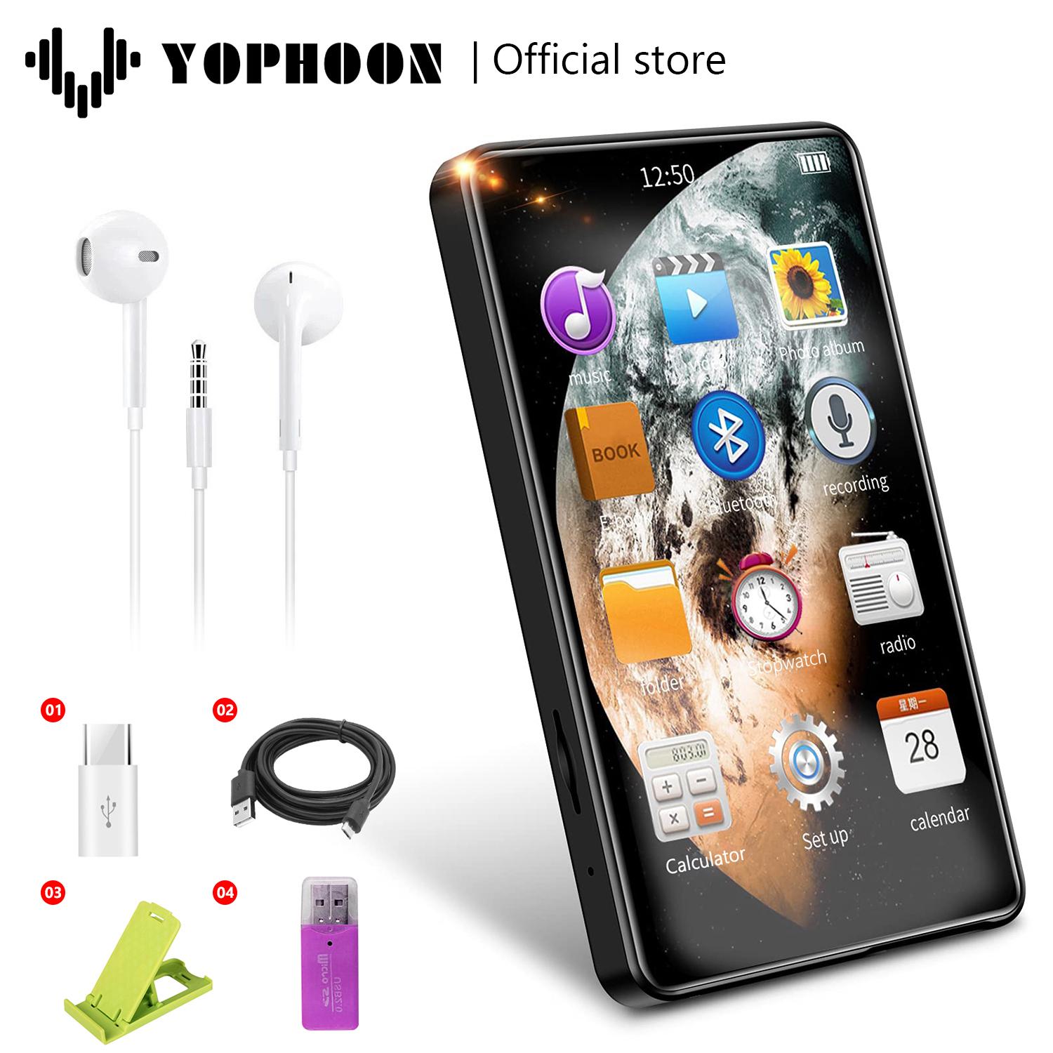 Máy nghe nhạc Yophoon 4 inch HD Mp3 Mp4 Màn hình cảm ứng đầy đủ Bluetooth 5.0 Walkman 16GB Loa tích hợp Máy nghe nhạc Đài FM Ghi Ebook Màu sắc: Hộp màu trắng X20