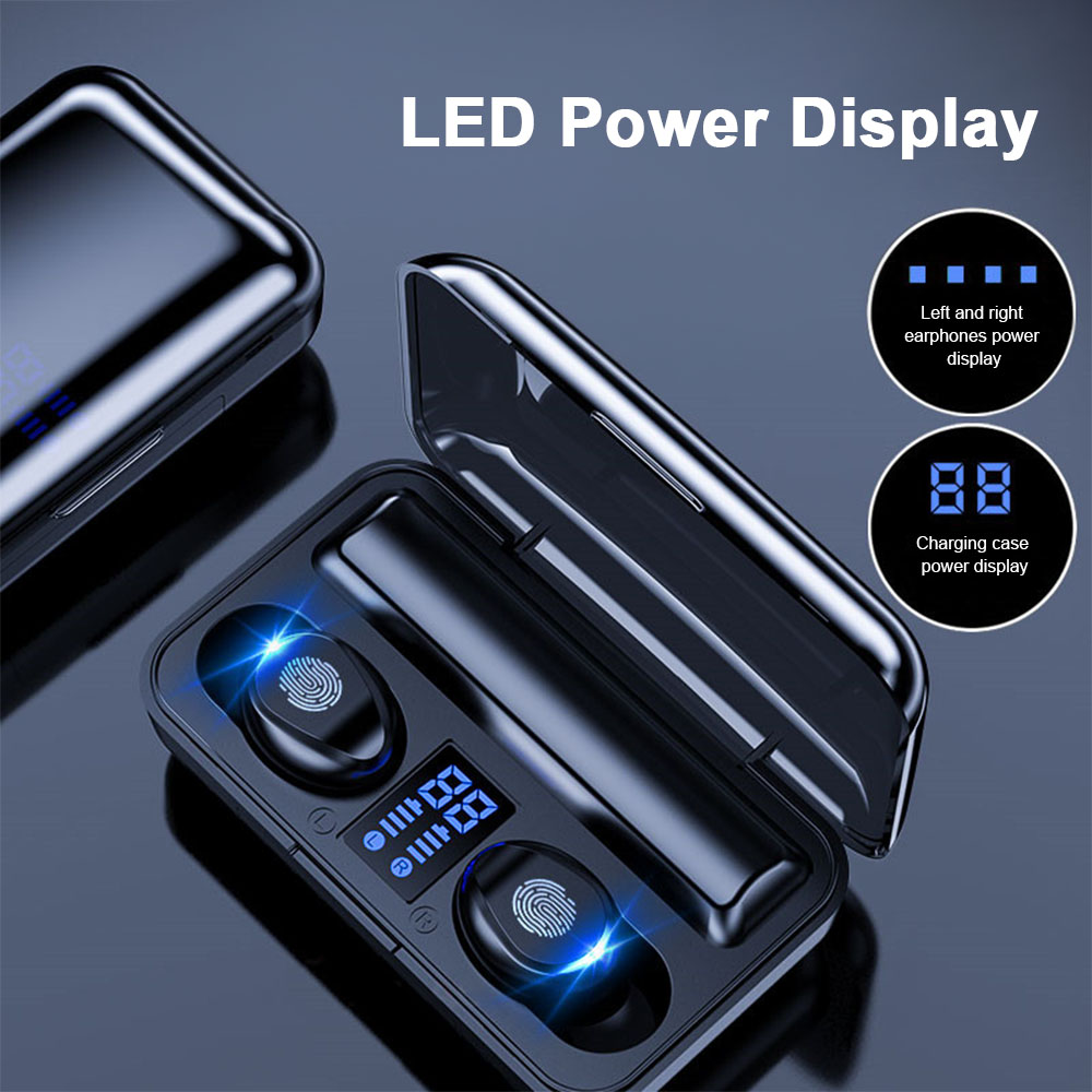 Tai Nghe Không Dây Nhét Tai F9 TWS Âm Thanh Nổi Điều Khiển Bằng Cảm Ứng BT5.0 Màn Hình LED Với Hộp Sạc Micrô
