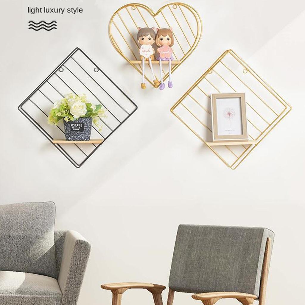 Iron Wall Floating Shelves Bathroom Bedroom Office Decor Black Rectangle