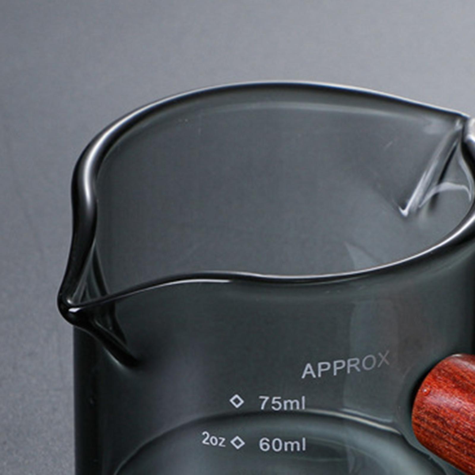 2Pcs Glass Espresso Coffee Cup/ Double Spouts With Wooden Handle for Milk